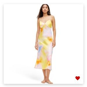 DVF Diane Von Furstenberg Target Rainbow Sunset Long Satin Slip Dress Small NWT